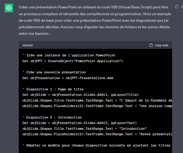 générer un powerpoint avec chatgpt